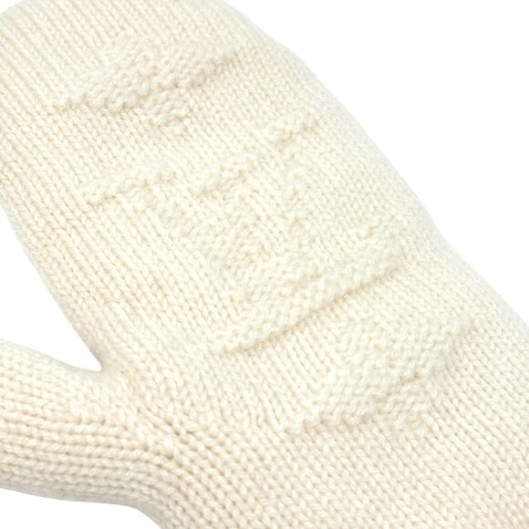LOUIS VUITTON Vintage Cashmere Knit Gloves Mittens Mink Pompons Cream [106053] - Picture 9 of 13